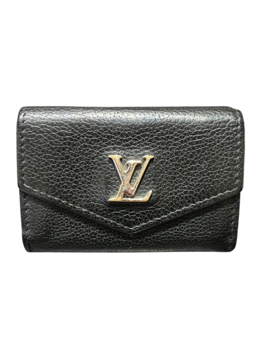 Louis Vuitton Portefeuille Lock Mini Taurillon Trifold Wallet Leather